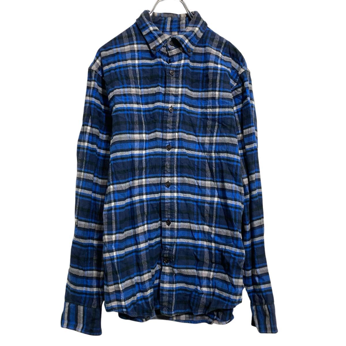 【中古】【古着】 LANDS’ END チェックシャツ ランズエンド M ブルー カジュアル 古着卸 アメリカ仕入 a703-6464