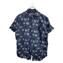 【中古】【古着】 MOLOKAI 半袖 総柄シャツ Lサイズ ネイビー 古着卸 アメリカ仕入 t2503-3366