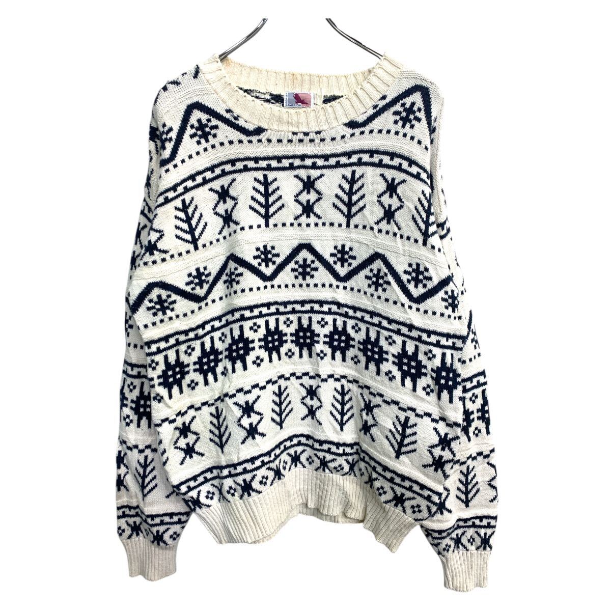 【中古】【古着】 AMERICAN SPIRIT ニットセーター Mサイズくらい 総柄 USA製 古着卸 アメリカ仕入 t2503-3377