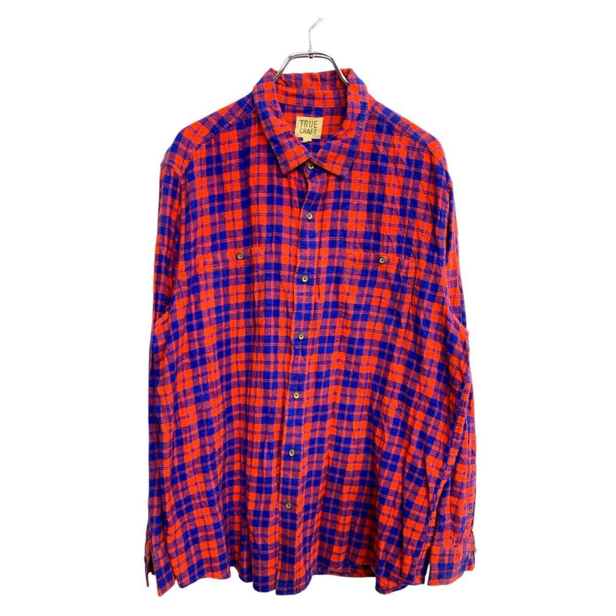 【中古】【古着】 TRUE CRAFT 長袖 チェックシャツ XXLサイズ ビッグサイズ レッド ブルー 古着卸 アメリカ仕入 t2503-3379