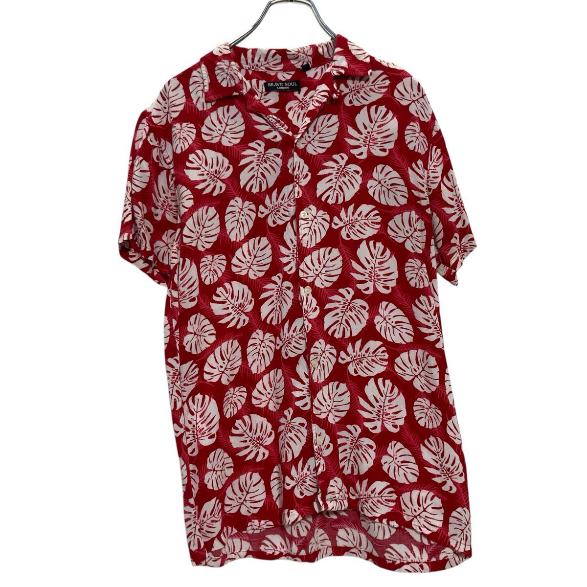 Hawaiian Shirt - 【中古】【古着】 BRAVE SOUL 半袖 アロハシャツ S レッド ボタニカル柄 古着卸 アメリカ仕入 a703-6613