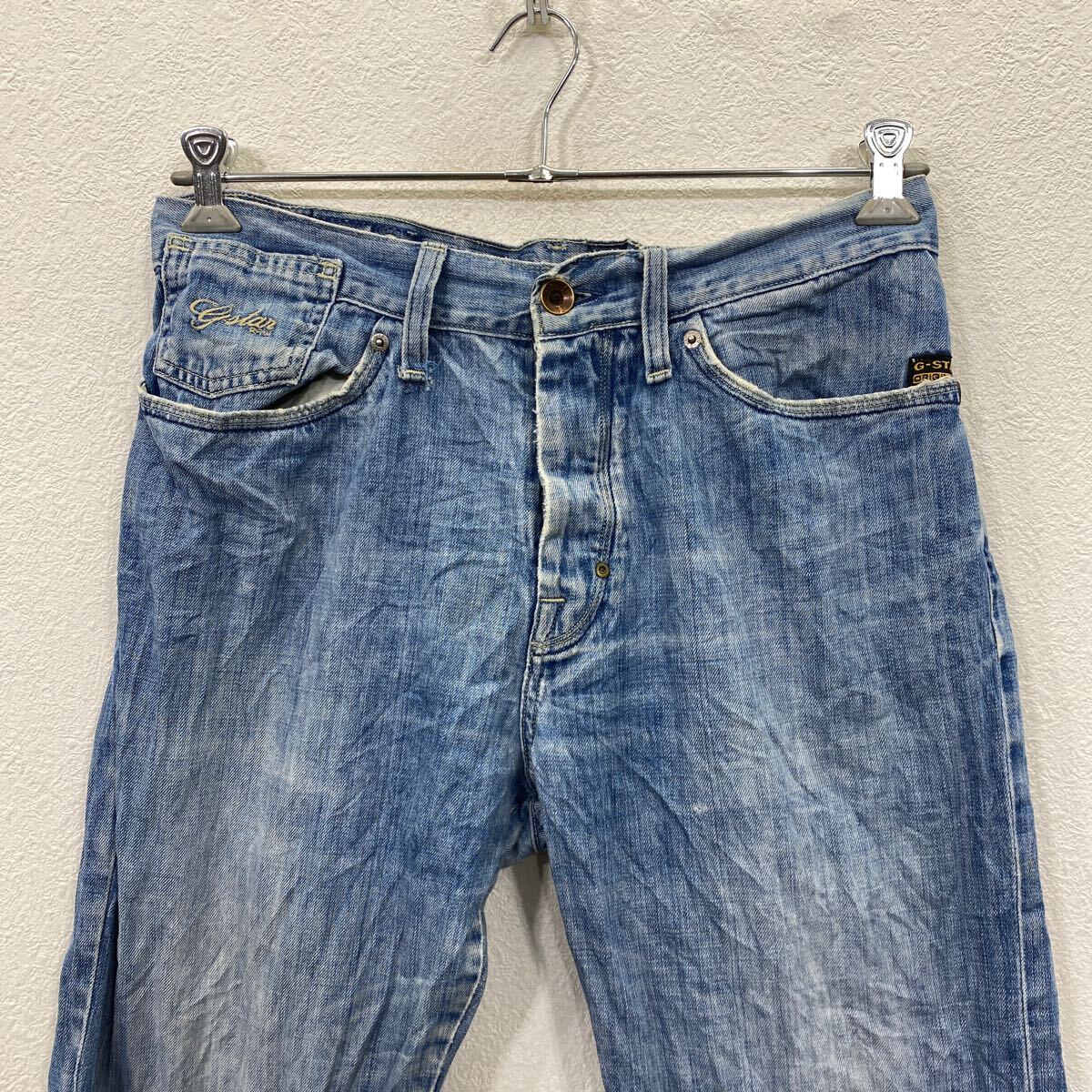 【中古】【古着】 G-STAR RAW デニムパンツ W32 ジースターロウ ボタンフライ ライトブルー 古着卸 アメリカ仕入 2503-1245