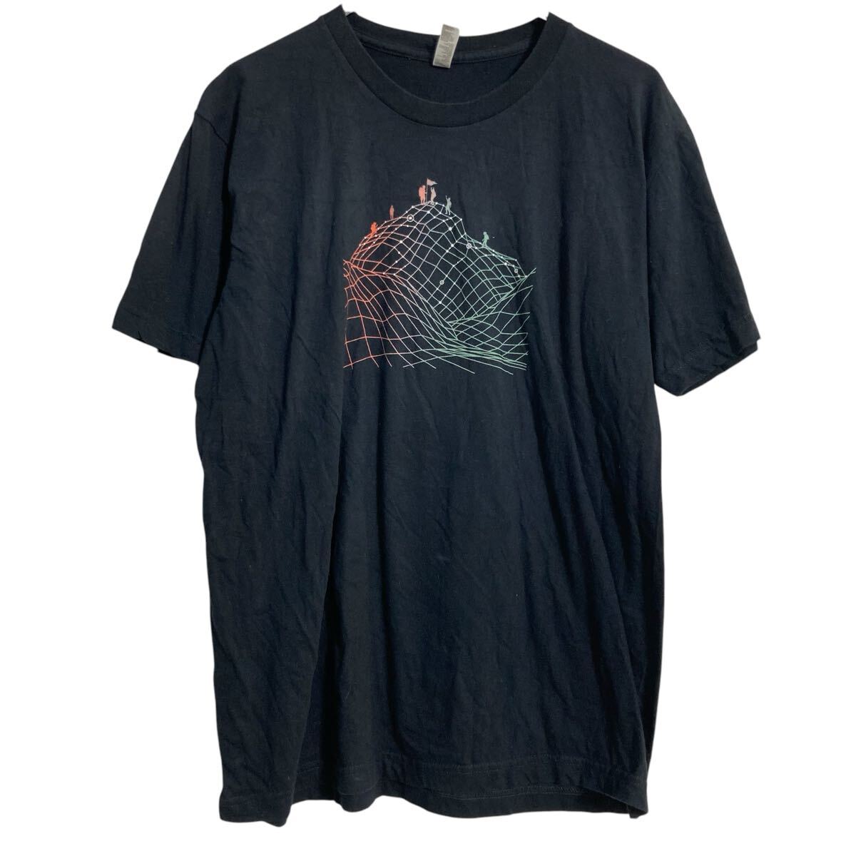 【中古】【古着】 American Apparel 半袖 プリントTシャツ L ブラック アメリカンアパレル クルーネック USA製 古着卸 アメリカ仕入 a703-6683