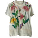 【中古】【古着】 半袖 プリントTシャツ レディース M ~ アイボリー イラスト 肩パッド付 装飾付 USA製 古着卸 アメリカ仕入 a703-6688