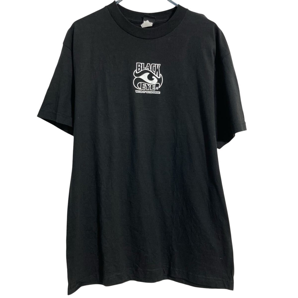 【中古】【古着】 BLACK EYE 半袖 プリントTシャツ L ブラック ブラックアイ クルーネック バックプリント 古着卸 アメリカ仕入 a703-6715