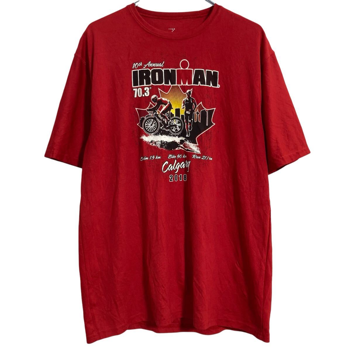 【中古】【古着】 ZORREL 半袖 プリントTシャツ XL レッド スポーツ クルーネック ビッグサイズ 古着卸 アメリカ仕入 a703-6717
