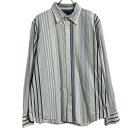 【中古】【古着】 TOMMY JEANS 長袖 ストライプシャツ L ライトブルー系 トミージーンズ 古着卸 アメリカ仕入 a703-6724(4)