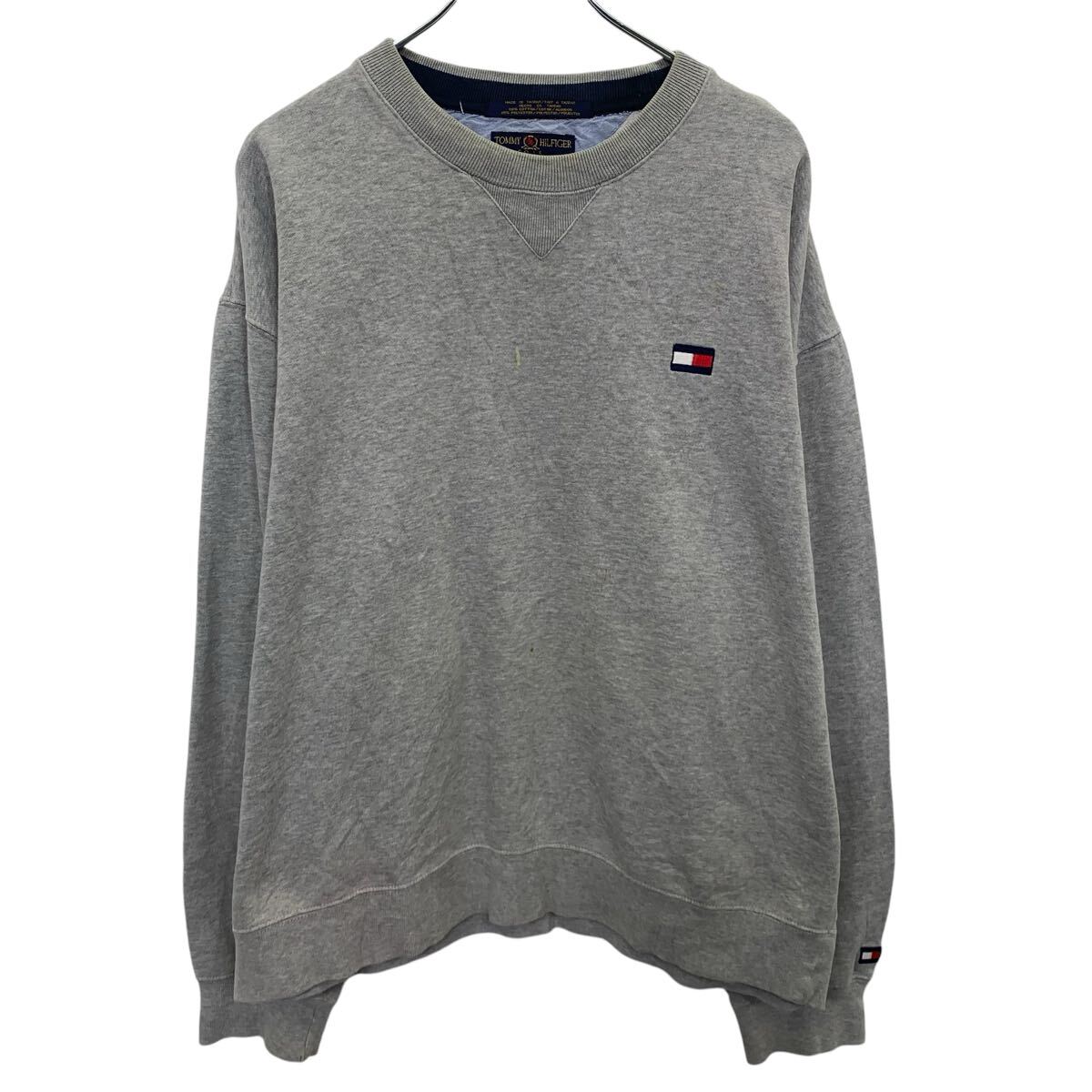 【中古】【古着】 TOMMY HILFIGER ロゴスウェット トレーナー 2XL グレー トミーヒルフィガー プルオーバー ビッグサイズ 古着卸 アメリカ仕入 a703-6789