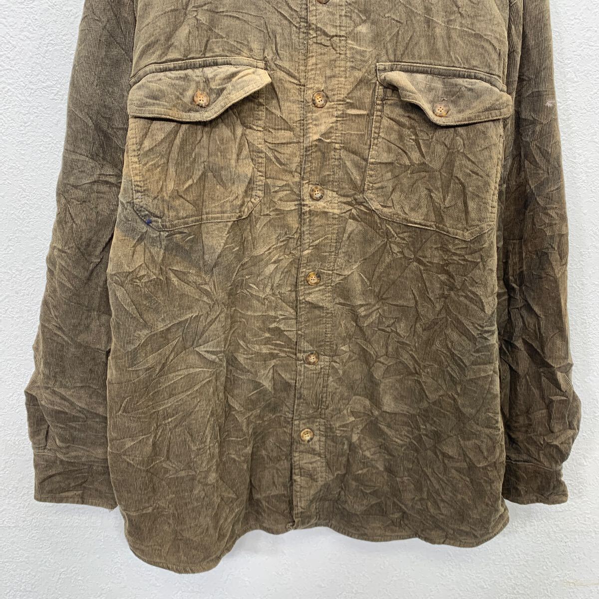 【中古】【古着】 シャツジャケット M ブラウン ボタン コーデュロイ 胸ポケット カジュアルシャツ アウター 古着卸 アメリカ仕入 a703-6890