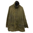 【中古】【古着】 Barbour オイルドジャケット L~ ブラウン系 バブアー ジップアップ スナップボタン 襟コーデュロイ 古着卸 アメリカ仕入 a704-5040
