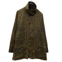 【中古】【古着】 Barbour オイルドジャケット XL~ ブラウン バブアー ジップアップ スナップボタン 襟コーデュロイ 古着卸 アメリカ仕入 a704-5048