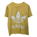 【中古】【古着】 adidas ロゴTシャツ XS イエロー ホワイト アディダス プルオーバー ビッグロゴ スポーティー 古着卸 アメリカ仕入 a704-5160
