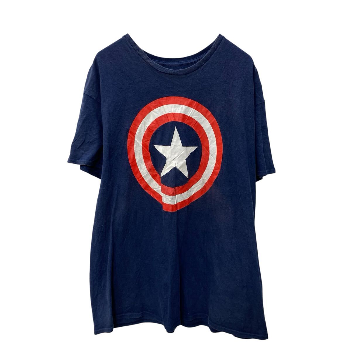 【中古】【古着】 MARVEL 半袖 プリントTシャツ XL ネイビー マーベル ビッグサイズ キャプテンアメリカ 古着卸 アメリカ仕入 a704-5167