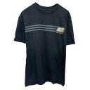 【中古】【古着】 adidas プリントTシャツ M ブラック アディダス プルオーバー ボーダー ロゴ スポーティー シンプル 古着卸 アメリカ仕入 a704-5221