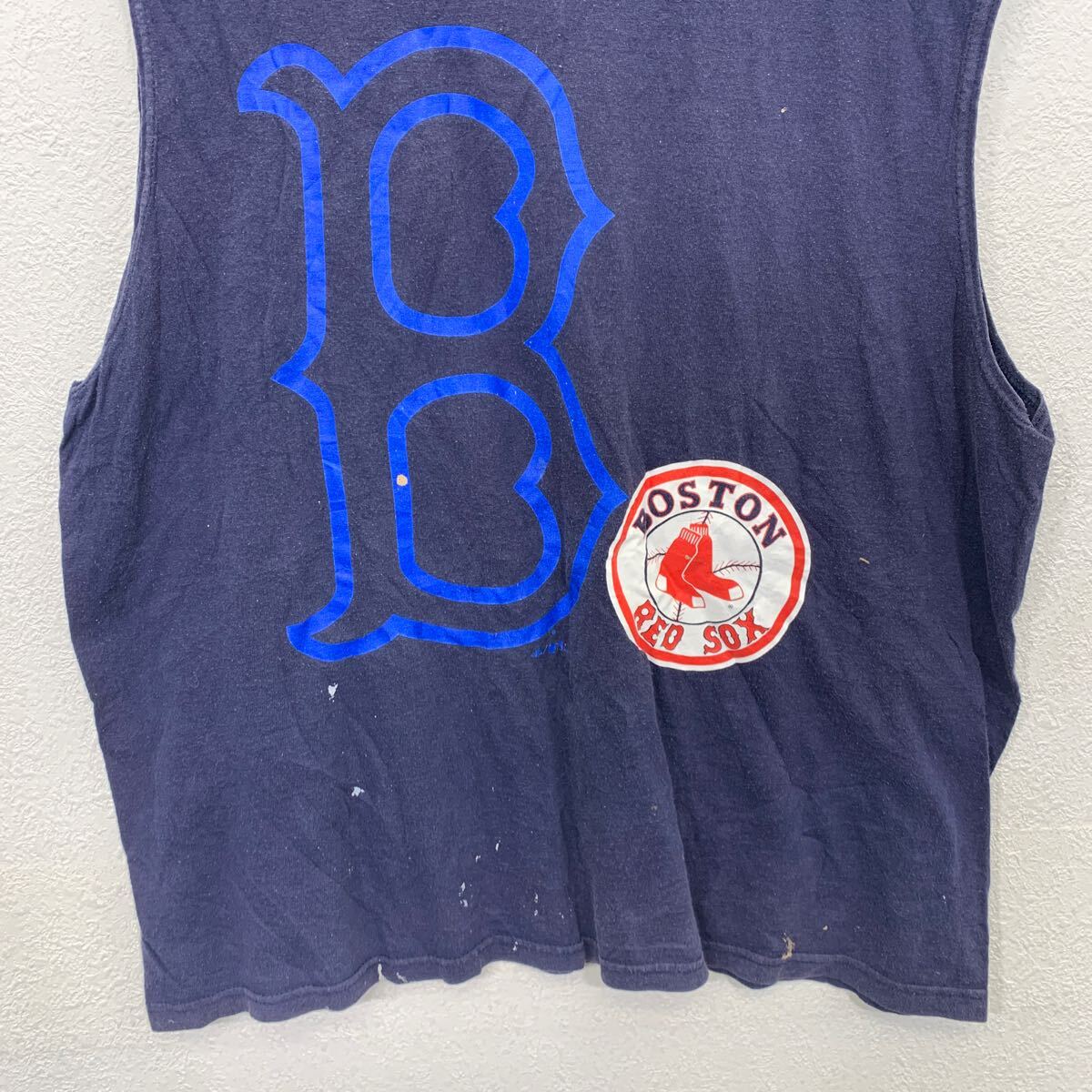 【中古】【古着】 adidas プリントTシャツ XL ネイビー アディダス プルオーバー ビッグサイズ レッドソックス ノースリーブ 古着卸 アメリカ仕入 a704-5222