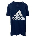 【中古】【古着】 adidas ロゴTシャツ M ネイビー ホワイト アディダス プルオーバー ビッグロゴ スポーティー カットソー 古着卸 アメリカ仕入 a704-5229
