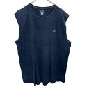【中古】【古着】 Champion ロゴTシャツ 2XL ネイビー チャンピオン プルオーバー ビッグサイズ ノースリーブ ワンポイント 古着卸 アメリカ仕入 a704-5230