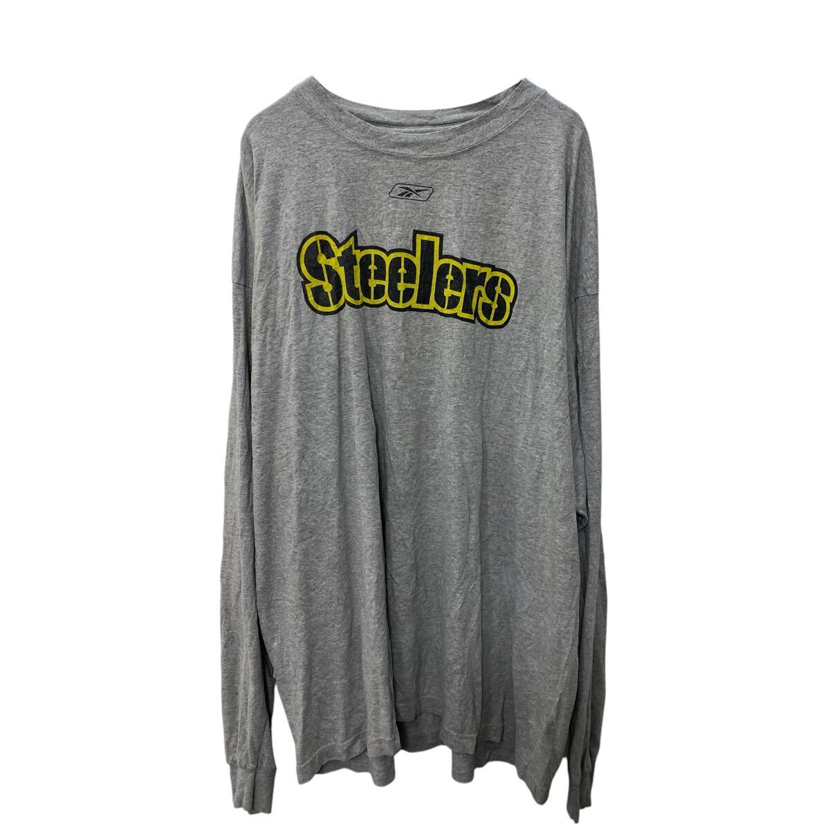 【中古】【古着】 Reebok 長袖 プリントTシャツ 2XL グレー リーボック ロンT ロングTシャツ ビッグサイズ 古着卸 アメリカ仕入 a704-5233