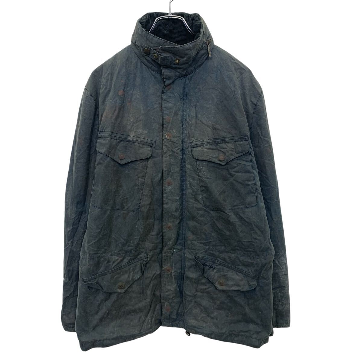 Rakuten - 【中古】【古着】 Barbour オイルドジャケット L ブルーグレー系 バブアー ジップアップ スナップボタン モックネック 古着卸 アメリカ仕入 a704-5249
