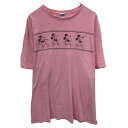 【中古】【古着】 JUNK FOOD TEES キャラクターTシャツ L ピンク ブラック ジャンクフードティーズ プルオーバー 古着卸 アメリカ仕入 a704-5273