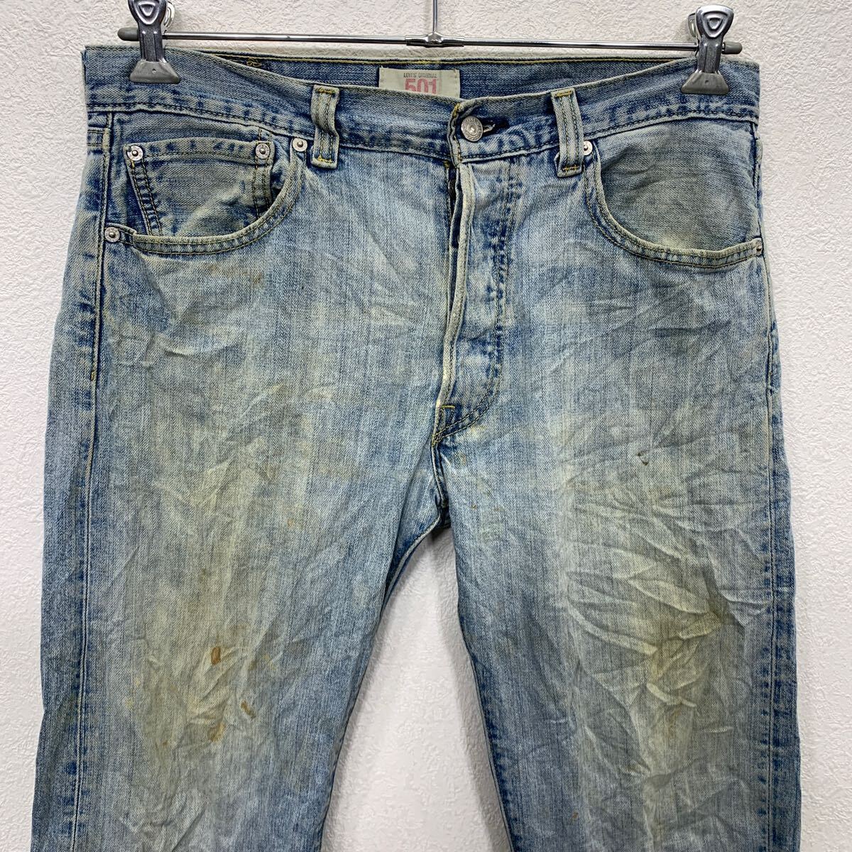 【中古】【古着】 Levi's 501 デニムパンツ W33 リーバイス 色落ちブルー ボタンフライ カジュアル アメカジ ジーンズ 古着卸 アメリカ仕入 2504-86