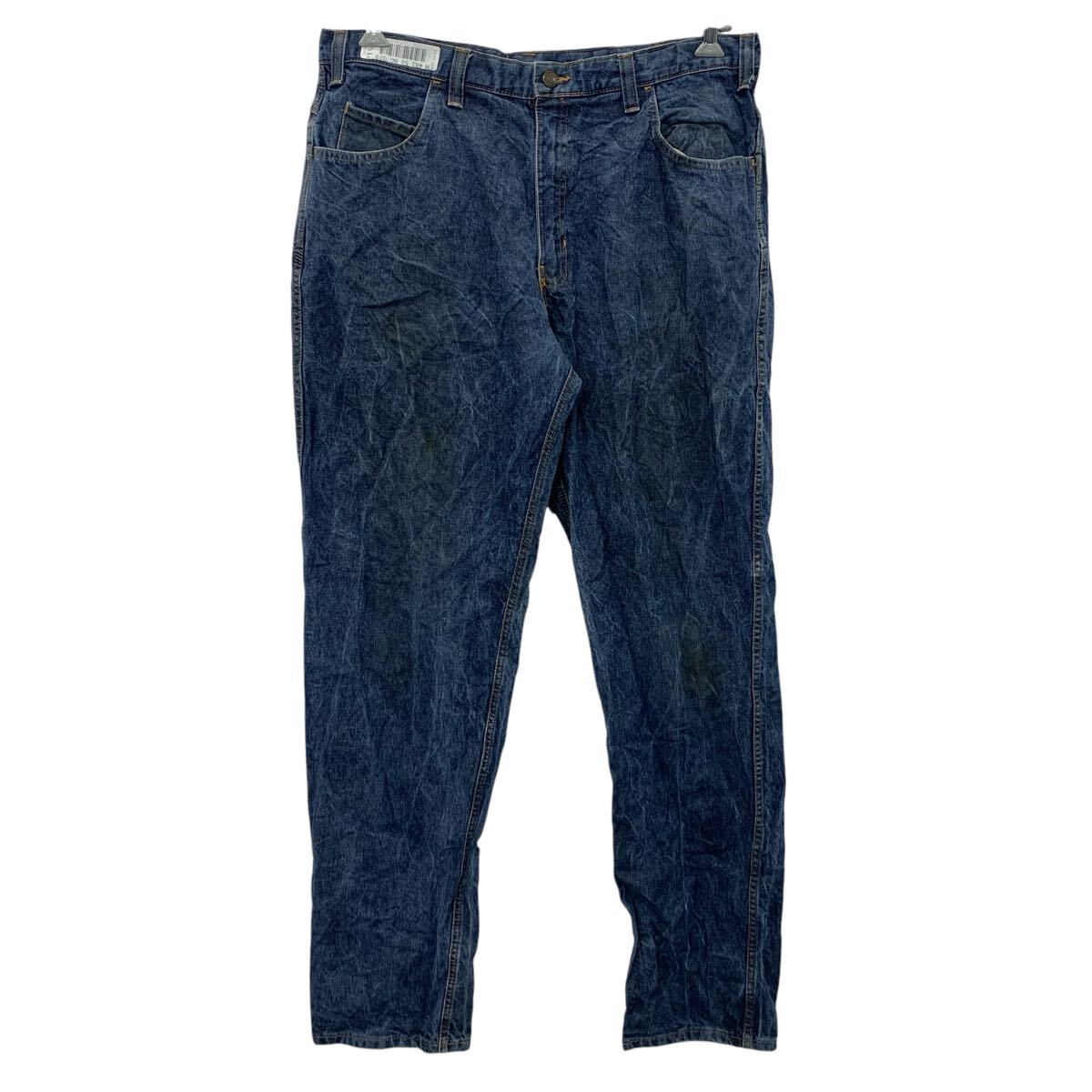 【中古】【古着】 Workrite FR デニムパンツ W38 ブルー ジップアップ ビッグサイズ ワンポイント ロゴ ワークパンツ 古着卸 アメリカ仕入 2504-99