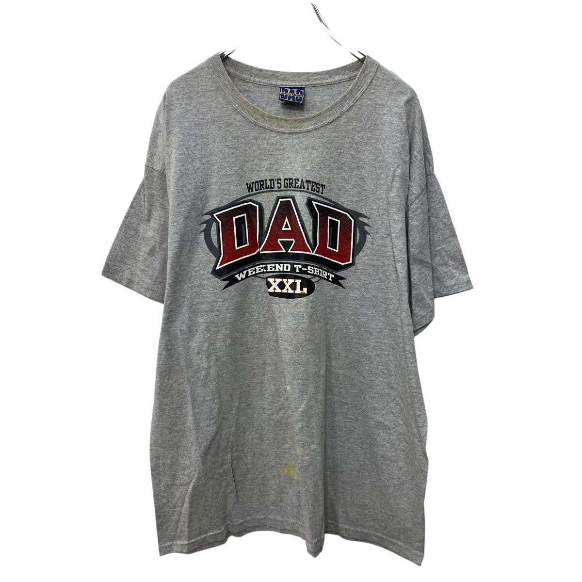 【中古】【古着】 DAD 半袖 プリントTシャツ XL グレー ビッグサイズ 古着卸 アメリカ仕入 a704-5356