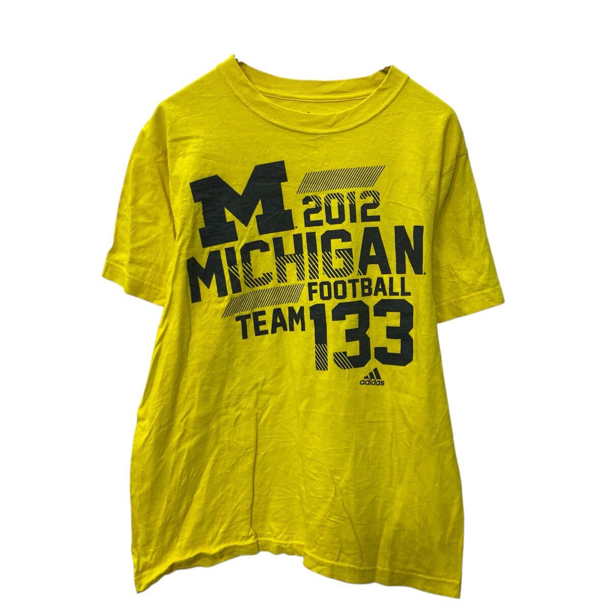 【中古】【古着】 adidas 半袖 プリントTシャツ M イエロー アディダス バックプリント 古着卸 アメリカ仕入 a704-5381