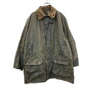 【中古】【古着】 Barbour オイルドジャケット Mサイズ位 表記サイズC44 バブアー 90年代 BORDER 襟コーデュロイ カーキ 古着卸 アメリカ仕入 a704-5403