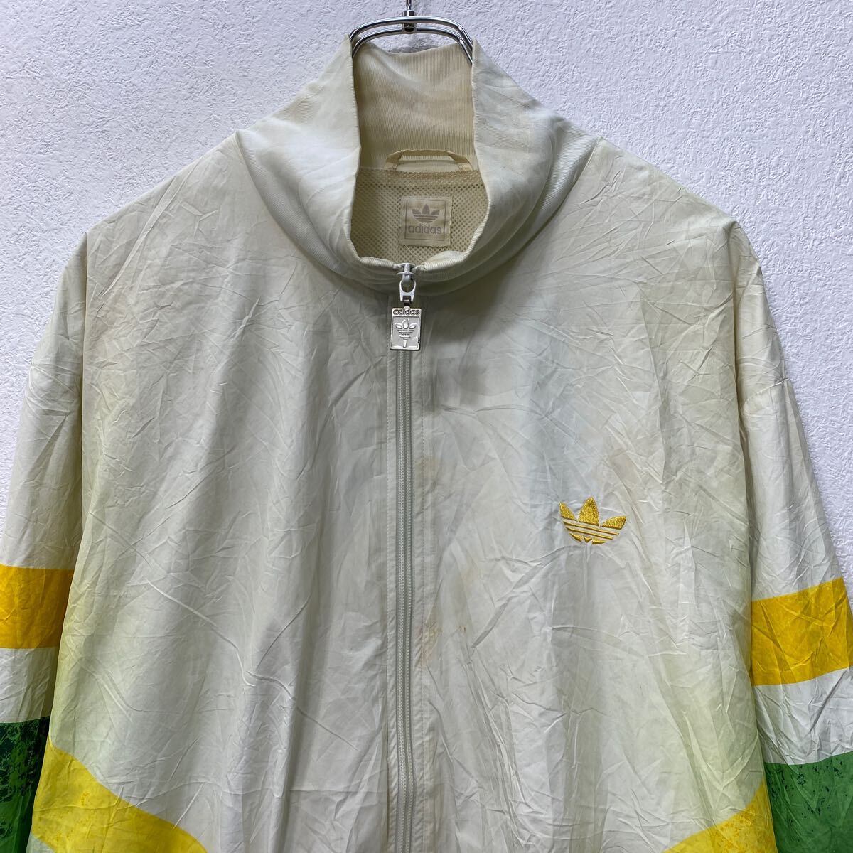 【中古】【古着】 adidas ジップアップ ナイロンジャケット 3XL位 ホワイト グリーン オーストラリア オリンピック 古着卸 アメリカ仕入 a704-5414