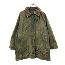 【中古】【古着】 Barbour オイルドジャケット Lサイズ位 表記サイズC42 バブアー 90年代 BEAUFORT 襟コーデュロイ カーキ 古着卸 アメリカ仕入 a704-5431