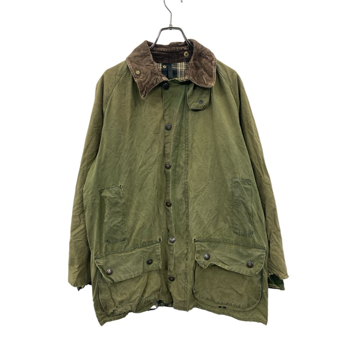 【中古】【古着】 Barbour オイルドジャケット Mサイズ位 表記サイズC40 バブアー BEAUFORT 襟コーデュロイ カーキ 古着卸 アメリカ仕入 a704-5432