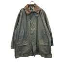 【中古】【古着】 Barbour オイルドジャケット XLサイズ位 バブアー 90年代 BORDER 襟コーデュロイ カーキ 古着卸 アメリカ仕入 a704-5433