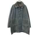 【中古】【古着】 Barbour オイルドジャケット Lサイズ位 表記サイズC44 バブアー BORDER 襟コーデュロイ ネイビー 古着卸 アメリカ仕入 a704-5435
