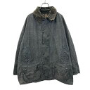 【中古】【古着】 Barbour オイルドジャケット XLサイズ位 表記サイズC46 バブアー 80年代 BEAUFORT 襟コーデュロイ ネイビー 古着卸 アメリカ仕入 a704-5438