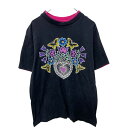 【中古】【古着】 HEARTLAND 半袖 プリントTシャツ レディース L ブラック USA製 ダブルネック 古着卸 アメリカ仕入 a704-5445
