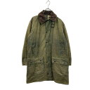 【中古】【古着】 Barbour オイルドジャケット Mサイズ位 表記サイズC38 バブアー 80年代 BORDER 襟コーデュロイ カーキ 古着卸 アメリカ仕入 a704-5482