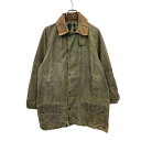 【中古】【古着】 Barbour オイルドジャケット Mサイズ位 表記サイズC38 バブアー 80年代 BEAUFORT 襟コーデュロイ カーキ 古着卸 アメリカ仕入 a704-5484