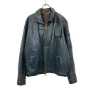 【中古】【古着】 パイロット レザージャケット XLサイズ位 フランス YKKジップ ネイビー 古着卸 アメリカ仕入 a704-5555