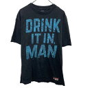 【中古】【古着】 AUTHENTIC プリントTシャツ L ブラック ライトブルー プルオーバー バックプリント クルーネック 古着卸 アメリカ仕入 a704-5567