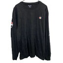 【中古】【古着】 Champion 長袖 ロゴTシャツ XL ブラック チャンピオン プルオーバー ビッグサイズ アームプリント ロンT 古着卸 アメリカ仕入 a704-5609