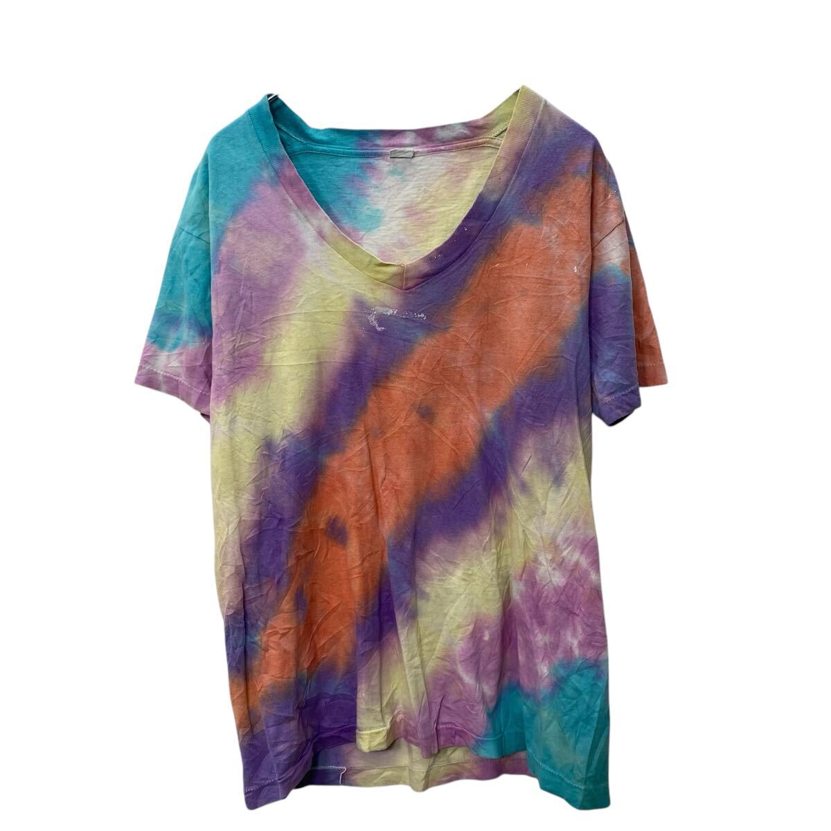 V-Neck - 【中古】【古着】 半袖 タイダイTシャツ L位 マルチカラー パステルカラー Vネック 古着卸 アメリカ仕入 a704-5663