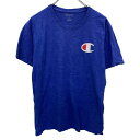【中古】【古着】 Champion ロゴTシャツ M ブルー チャンピオン プルオーバー クルーネック カットソー 古着卸 アメリカ仕入 a704-5712