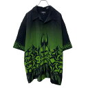 【中古】【古着】 AMPLIFY 半袖 柄シャツ 2XL ブラック グリーン ビッグサイズ ポリシャツ 古着卸 アメリカ仕入 a704-5733(4)