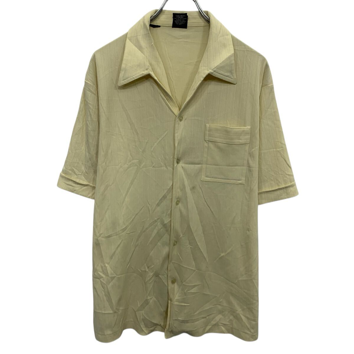 【中古】【古着】 半袖 無地シャツ XL イエロー 開襟 開襟シャツ ビッグサイズ 70s 70年代 胸ポケット カジュアルシャツ 古着卸 アメリカ仕入 a704-5755