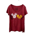 【中古】【古着】 Disney 半袖 プリントTシャツ レディース L レッド ボーダー ディズニー 古着卸 アメリカ仕入 a704-5775