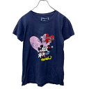 【中古】【古着】 Disney 半袖 キャラクター プリントTシャツ レディース S ネイビー ミッキー&ミニー バックプリント 古着卸 アメリカ仕入 a704-5776