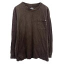 【中古】【古着】 Dickies 長袖 無地Tシャツ L ブラウン ディッキーズ プルオーバー 胸ポケット ワンポイント ロゴ シンプル 古着卸 アメリカ仕入 a704-5799