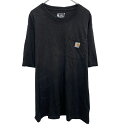 【中古】【古着】 Carhartt ロゴTシャツ L ブラック カーハート プルオーバー ルーズフィット 胸ポケット カットソー 古着卸 アメリカ仕入 a704-5825