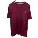 【中古】【古着】 Champion ロゴTシャツ L エンジ チャンピオン プルオーバー ワンポイント 刺繍 カットソー 古着卸 アメリカ仕入 a704-5826